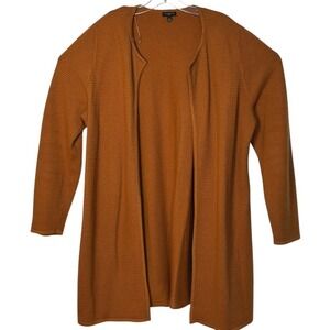 Talbots Plus Open Front Cardigan Sweater Knit Duster‎ Rust Long Sleeve Fall 1X